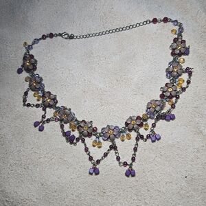 Floral Purple and Yellow Necklace